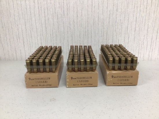 9mm Parrabellum Luger ammo, 150 rounds