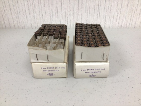 9mm Luger ammo, 77 rounds