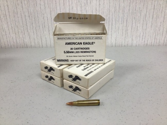 American Eagle 5.56 (.223) ammo, 100 rounds