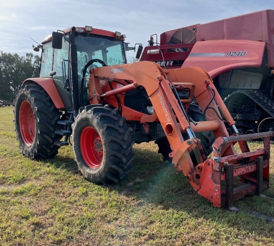 KUBOTA M135X, SN: 51361, HOUR METER READS 2876.4, INCLUDES PALLET FORKS, HA