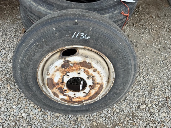 (1) 245/75r17.5 Tire On 8-bolt Rim