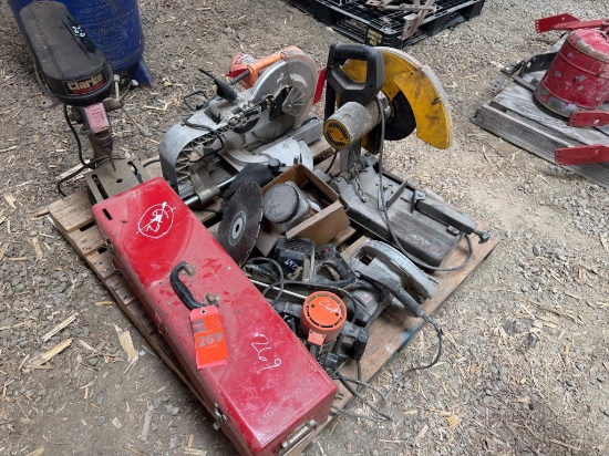 Various Saws, Drill Press, Toolbox