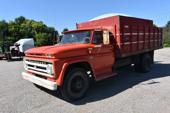 1966 Chevy C60 Single Axle Grain Truck, 15 Wood Box,