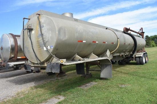 1965 Fruehauf 9000 Gallon Alum Liquid Manure Semi Tanker Trailer, Brass Valve Discharge,