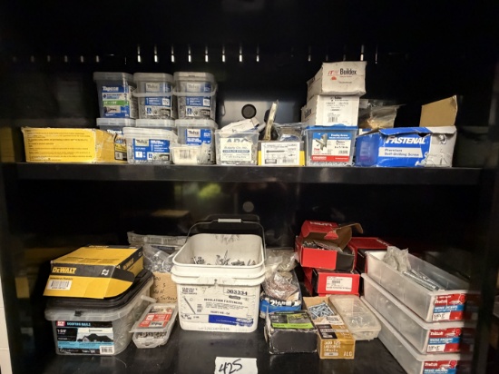 2 Shelf Lot - Large Assortment Roofing & Construction Fasteners