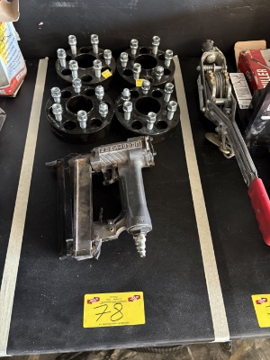 (4) Wheel Spacers With Lug Nuts & (2) Duo-Fast Pneumatic Staple Guns