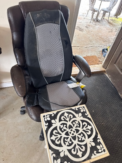 Brown Office Chair with Back Massager and Decorative Tile