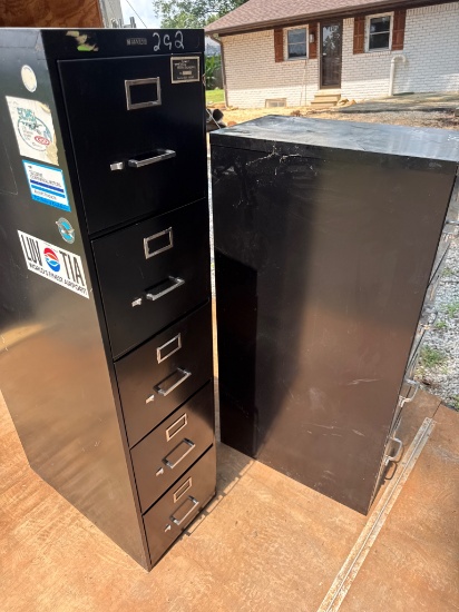 Black Metal Vertical Filing Cabinets, Set of Three
