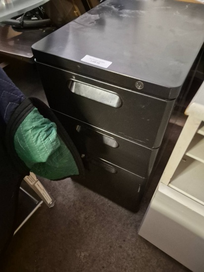 Three-Drawer Metal Filing Cabinet with Locking Mechanism
