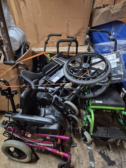 6 Pediatric Wheelchairs with Mixed Designs and Features