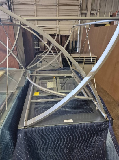 Glass Top Office Desk With Unverified Components and Potential Missing Parts