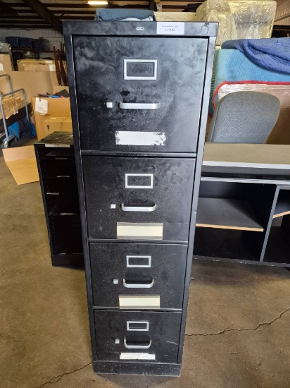 Black Metal Four-Drawer Filing Cabinet