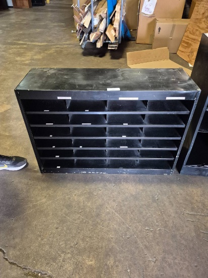 Black Metal Shelf Unit with 12 Compartments, 38x25x12 Inches