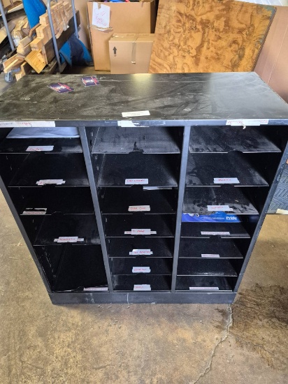 Black Storage Cabinet with 14 Compartments, 14x30x33 Inches
