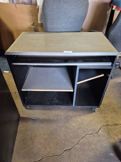 Black Multimedia Storage Cabinet With Textured Top