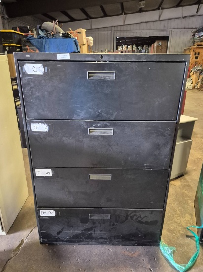 4-Drawer Black Metal Filing Cabinet, 19x36x54