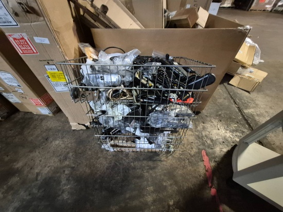 Electronic Equipment and Accessories in Metal Wire Basket