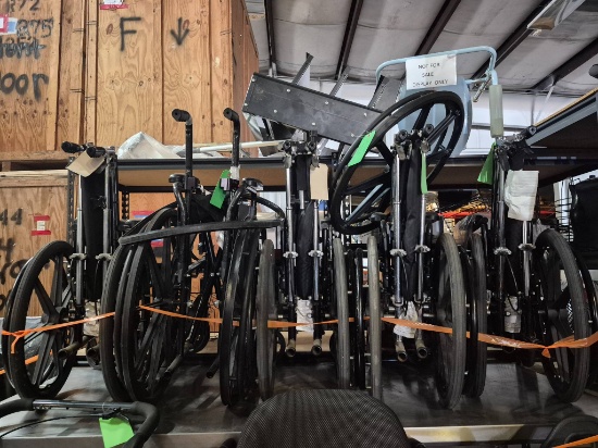 5 Manual Wheelchairs, Black Metal Frames