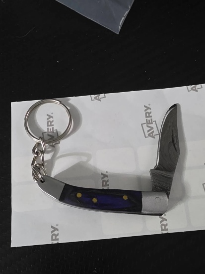 Custom Damascus folding Key Chain Pocket Knife