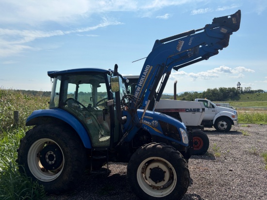 New holland, T4.75 cab tractor , with a 655TL loader, 2 sets of Remotes, 4 wheel drive, drivers door