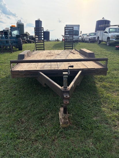 Tandem axle single wheel trailer, spring creek welding manufactured, with ramps, 90â€� wide 14 foot