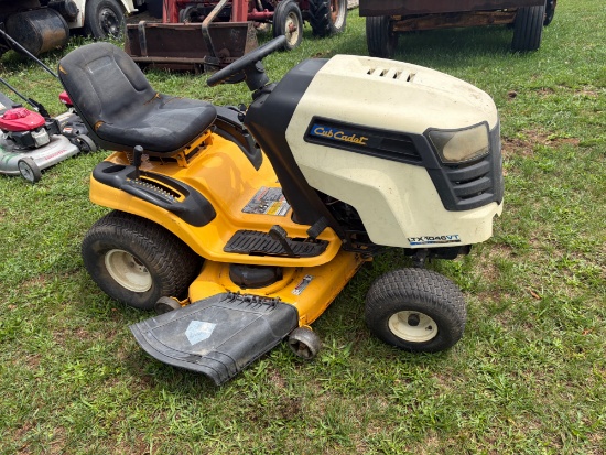 Cub Cadet, LTX 1046VT, V-TWIN. Hydrostatic riding mower, 493.3 hours, runs good, everything seems to