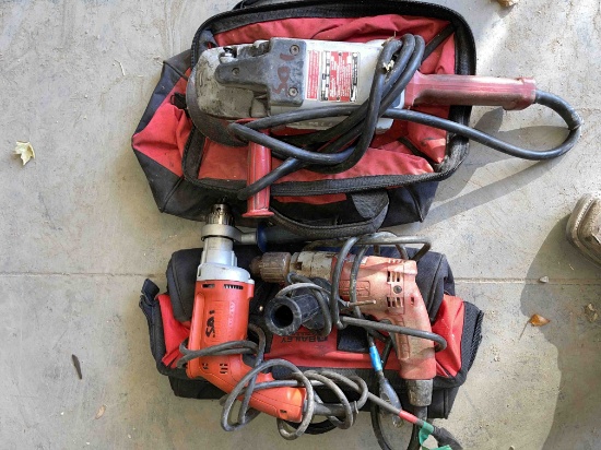 (2) Milwaukee Electric Drills and Electric Grinder