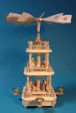 (5) Handmade 17.7 inch Richard Glaesser pyramid of the birth of Christ, colorful, square from Seiffe