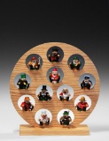 (3) Richard Glaesser Handmade  display for 12 mini smoking men, RETAIL $43; (3) Richard Glaesser Han