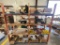 WOODEN SHELF AND CONTENTS; ASSORTED SIZED NUTS; BOLTS AND WASHERS; ROD COUPLINGS; ALL THREAD; AND U-