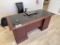 WOODEN DESK AND METAL TABLE