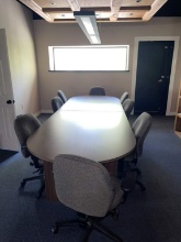 10’ CONFERENCE TABLE W/ (8) ROLLING ARM CHAIRS