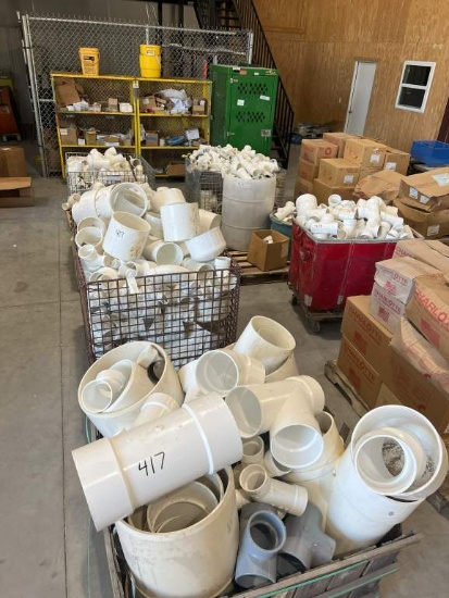(7) BINS OF ASSORTED SIZE PVC FITTINGS
