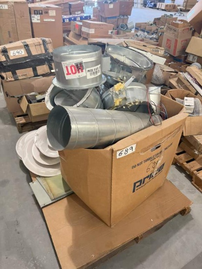 PALLET OF ASSORTED HVAC FITTINGS AND LIGHTING FIXTURES