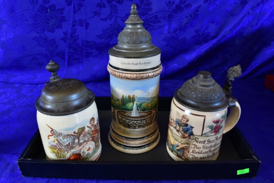 TRIO OF ANTIQUE STEINS!