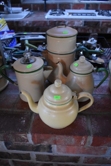 VINTAGE ENAMEL TEA AND COFFEE SET