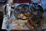 ANTIQUE WHEELS AND PULLEYS