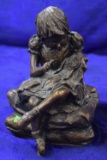 BRONZE FIGURE CHILD WITH DOLL