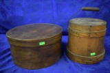 19TH CENTURY LIDED BUCKET AND HAT BOX