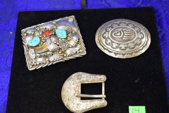 NATIVE AMERICAN STERLING SILVER BELT BUCKLES!