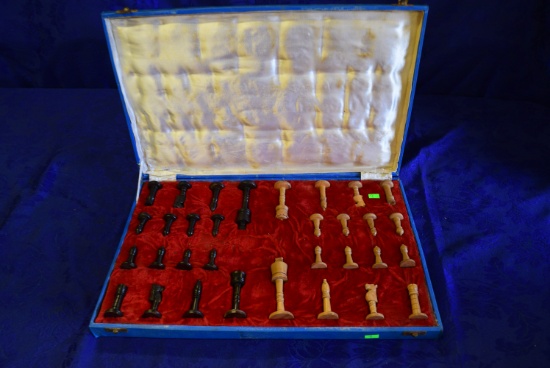 MID CENTURY CARVED CHESS PIECES!