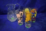 GLASS PITCHER AND WARNER BROS. GLASSES!