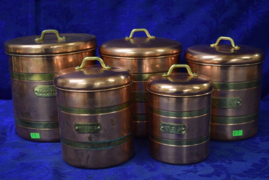 VINTAGE COPPER KITCHEN CANISTERS!