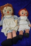 2 LARGE VINTAGE RAGGEDY-ANN AND ANDY DOLLS!
