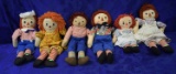 6 VINTAGE RAGGEDY-ANN AND ANDY DOLLS!