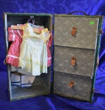 ANTIQUE DOLL CHEST AND DOLL CLOTHES!