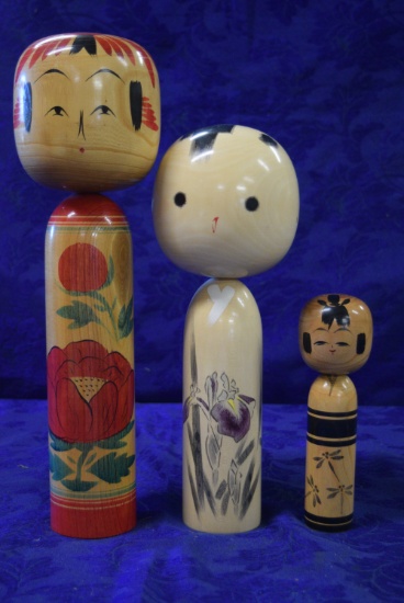 3 WOODEN ASIAN DOLLS!