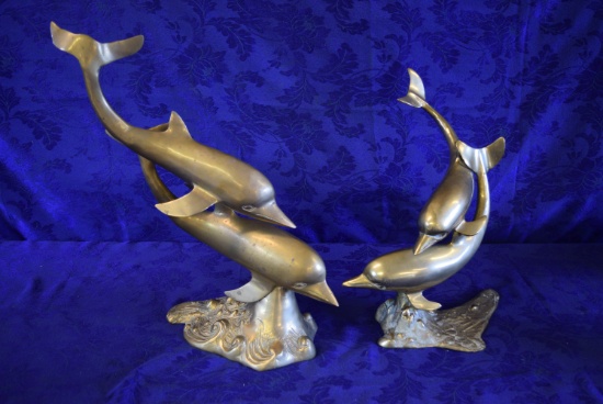 BEAUTIFUL BRASS DOLPHIN FIGURINE STATUES!