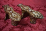 ANTIQUE MOTHER OF PEARL INLAID DECORATIVE SHOES!