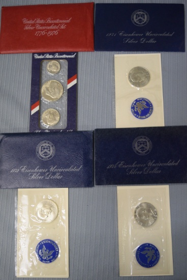 BICENTENNIAL UNCIRCULATED SET & EISENHOWER DOLLARS